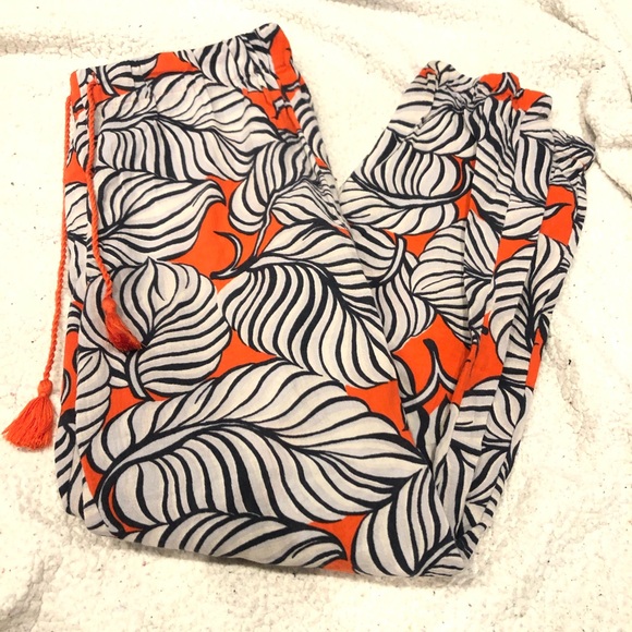 Madewell Shorewalk Cover-Up Pants in Vintage Palm Beach Tropical Leaf Print - Picture 2 of 6